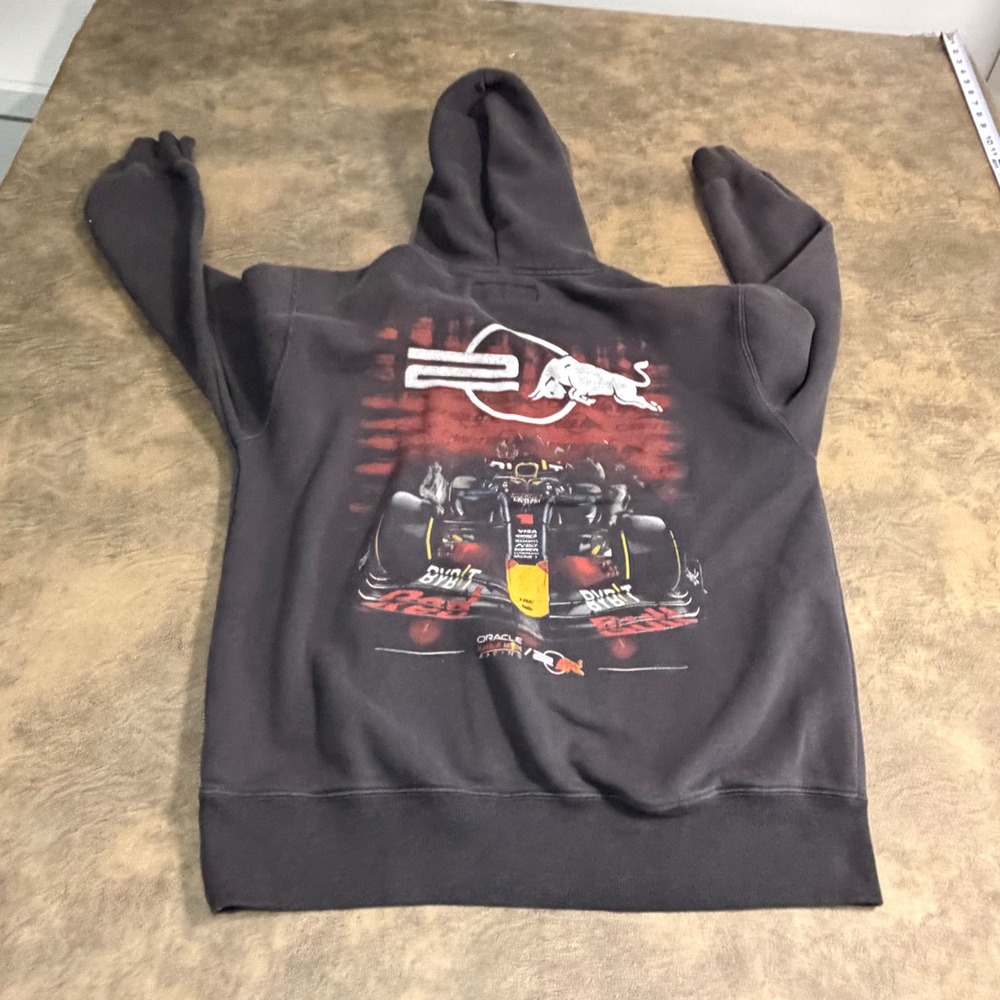 Hollister Oracle Red Bull Racing Hoodie Mens Small Black F1 Graphic Sweatshirt